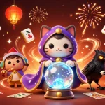 Engage with fabet's vibrant casino scene featuring a fortune teller cat and glowing raven.