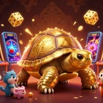 Experience exhilarating gameplay at 33WIN's animated casino scene featuring a golden tortoise pinball machine.