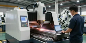CNC press brake machine for sale in a modern industrial setup, showcasing advanced manufacturing technology and precision engineering.