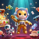IDCOIN188 offers vibrant slot gaming with cartoon-inspired characters in a captivating galactic scene.