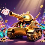 Experience the excitement of IDNSCORE, a vibrant casino scene inside a golden beetle tank.