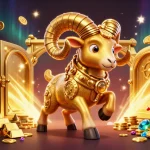 Xo88 showcases a vibrant casino scene with a golden ram charging through prosperity and riches.