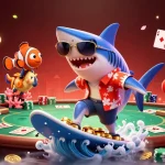 Surf the wave of winning with 789bet's vibrant casino experience featuring a shark and poker elements.