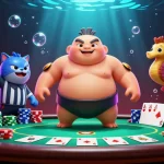 C168 brings a vibrant underwater poker scene with fugu, catfish referee, and lively spectators