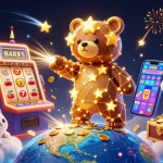 Experience the magic of 98win with vibrant stars and thrilling jackpots in this 3D casino scene.
