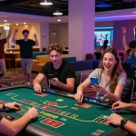 Exciting scene of players enjoying credit card casinos UK, engaging with games and promotions in vibrant virtual casino atmosphere.