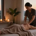 Relaxing 종로출장마사지 home spa environment with calming elements.