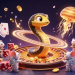 Experience thrilling gameplay with IDCOIN188's vibrant scene showcasing a cosmic roulette and slot adventures