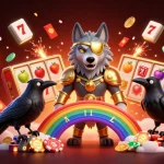 Engage with LGOLUX's vibrant slot experience featuring Odin and ravens amidst glowing casino-themed elements.