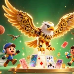 Engage with hitclub's thrilling casino experience featuring a cybernetic eagle and dynamic sports elements.