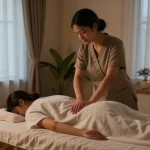 마사지 중인 고객과 편안한 스파 환경을 보여주는 이미지