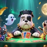 Engaging scene of slot deposit 5000 action with a whimsical bulldog dealer and vibrant casino elements